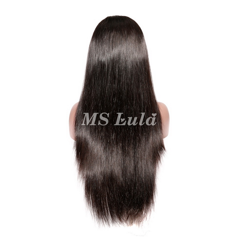 Straight Transparent Lace Front Wig 180 Density With Bang - 图片 10
